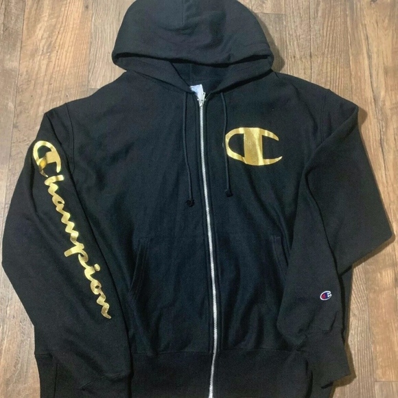 black and gold champion sweatsuit
